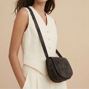 A.P.C. Small Pocket Saddle Bag Dark Brown Leather Crossbody Paris Minimalist
